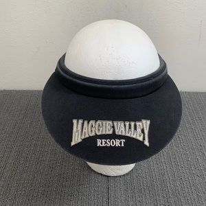 Vintage Maggie Valley Resort Visor Womens Stretch Black White Imperial Headwear